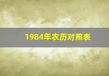 1984年农历对照表