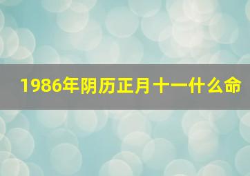 1986年阴历正月十一什么命