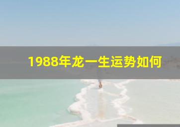 1988年龙一生运势如何