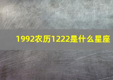 1992农历1222是什么星座