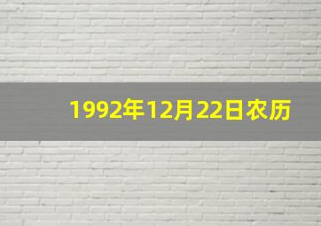 1992年12月22日农历