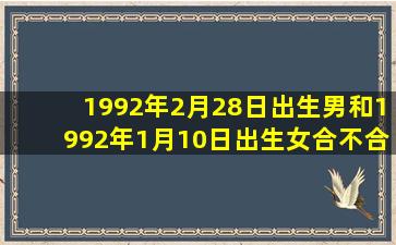 1992年2月28日出生男和1992年1月10日出生女合不合