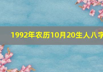 1992年农历10月20生人八字