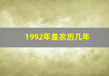 1992年是农历几年