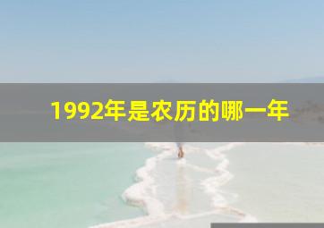 1992年是农历的哪一年