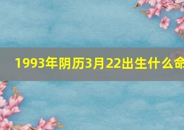 1993年阴历3月22出生什么命