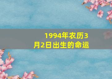 1994年农历3月2日出生的命运