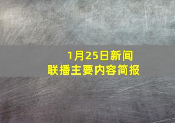 1月25日新闻联播主要内容简报