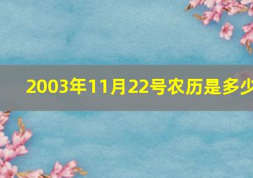 2003年11月22号农历是多少