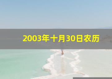 2003年十月30日农历