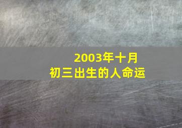 2003年十月初三出生的人命运