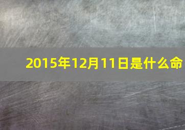 2015年12月11日是什么命