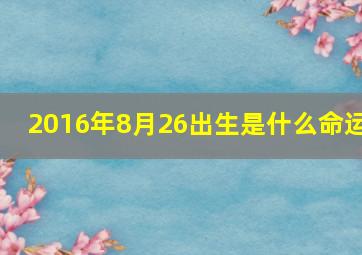 2016年8月26出生是什么命运