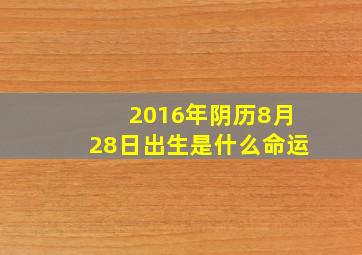 2016年阴历8月28日出生是什么命运