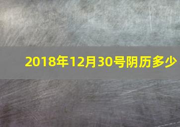 2018年12月30号阴历多少