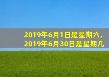 2019年6月1日是星期六,2019年6月30日是星期几