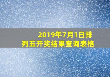 2019年7月1日排列五开奖结果查询表格