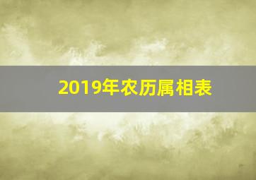 2019年农历属相表