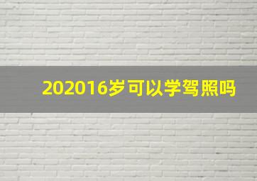 202016岁可以学驾照吗