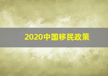 2020中国移民政策