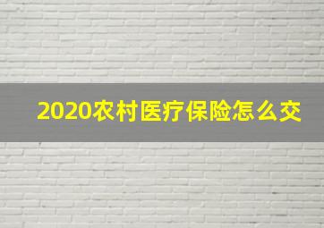 2020农村医疗保险怎么交