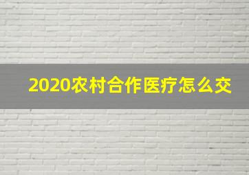 2020农村合作医疗怎么交