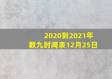 2020到2021年数九时间表12月25日