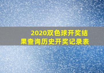 2020双色球开奖结果查询历史开奖记录表