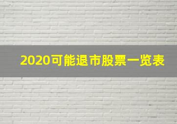 2020可能退市股票一览表