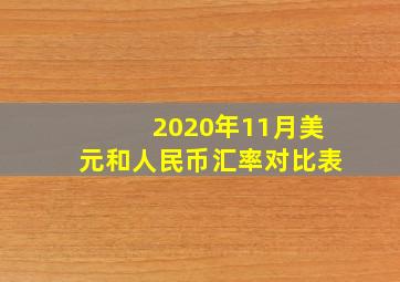 2020年11月美元和人民币汇率对比表