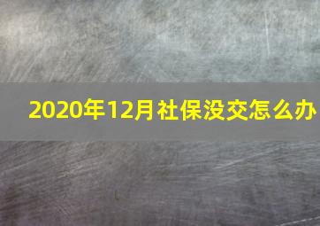 2020年12月社保没交怎么办