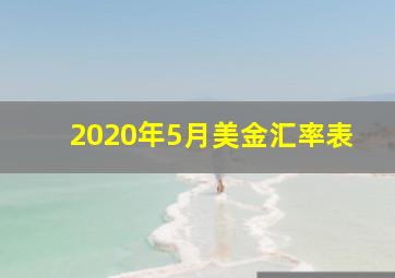 2020年5月美金汇率表