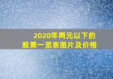 2020年两元以下的股票一览表图片及价格