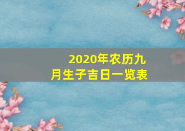 2020年农历九月生子吉日一览表