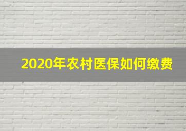 2020年农村医保如何缴费