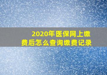 2020年医保网上缴费后怎么查询缴费记录