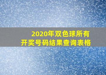 2020年双色球所有开奖号码结果查询表格