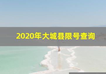 2020年大城县限号查询