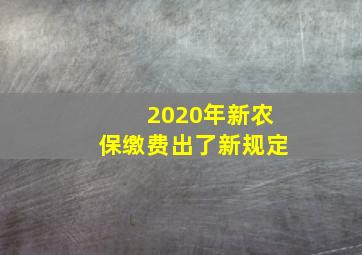 2020年新农保缴费出了新规定