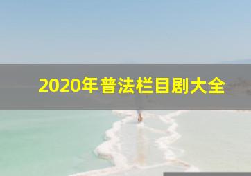 2020年普法栏目剧大全