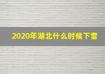 2020年湖北什么时候下雪