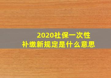 2020社保一次性补缴新规定是什么意思