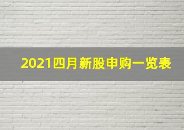 2021四月新股申购一览表