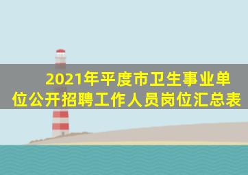 2021年平度市卫生事业单位公开招聘工作人员岗位汇总表