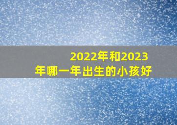 2022年和2023年哪一年出生的小孩好