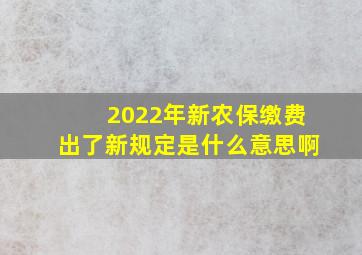 2022年新农保缴费出了新规定是什么意思啊