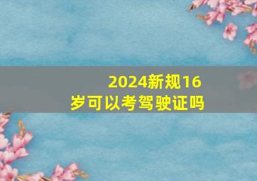 2024新规16岁可以考驾驶证吗