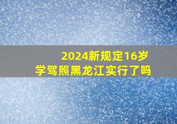 2024新规定16岁学驾照黑龙江实行了吗