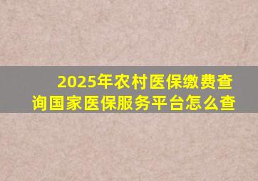 2025年农村医保缴费查询国家医保服务平台怎么查