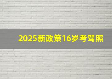 2025新政策16岁考驾照